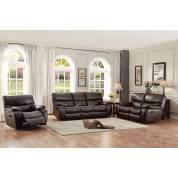 Pecos Reclining Sofa Set - Leather Gel Match - Dark Brown